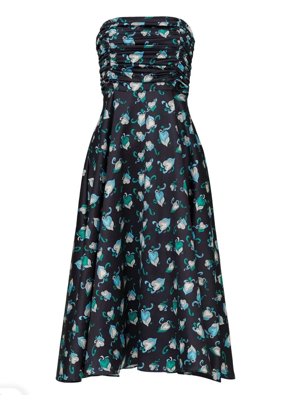 NWT HVN Karla Strapless Satin Midi Dress Black Heart US Size 8